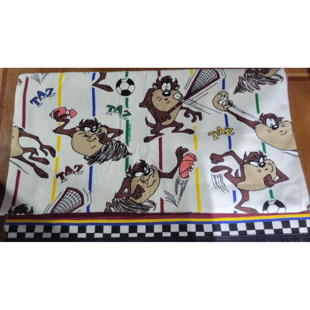 Vintage 90s Tasmanian Devil TAZ Throw Blanklet Space Jam Kids